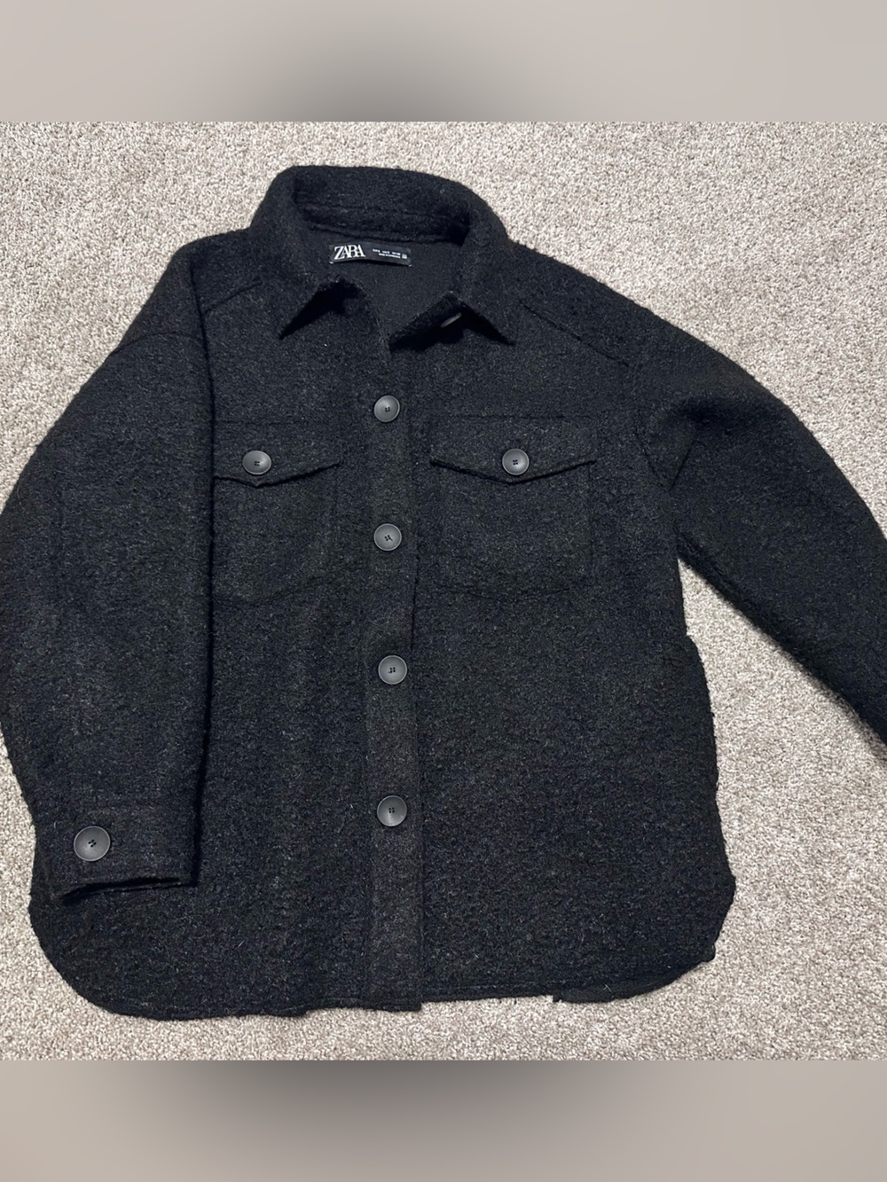 ZARA Black Textured button up Shacket - Size S